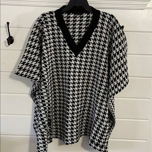 Houndstooth Poncho Sweater